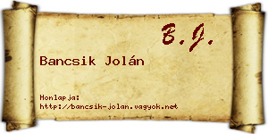 Bancsik Jolán névjegykártya