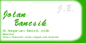 jolan bancsik business card
